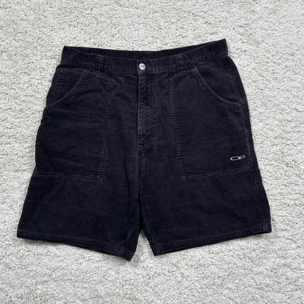 Vintage OP Corduroy Shorts 34 Navy Blue Surf Cotton Baggy Y2K Ocean Pacific